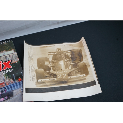 11 - Forumla One Interest:Signed Jackie Stewart Book, 2 Photographs and a Signed 2019 Andrew Kitson Calen... 