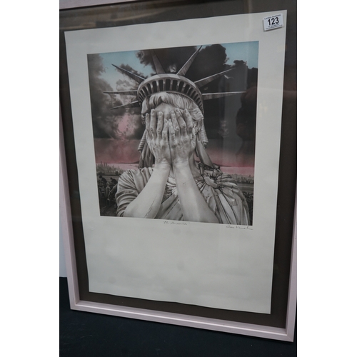 額縁 GEE VAUCHER Oh America banksy dolk Gee Vaucher:Oh, America Hand Signed and Titled Print by