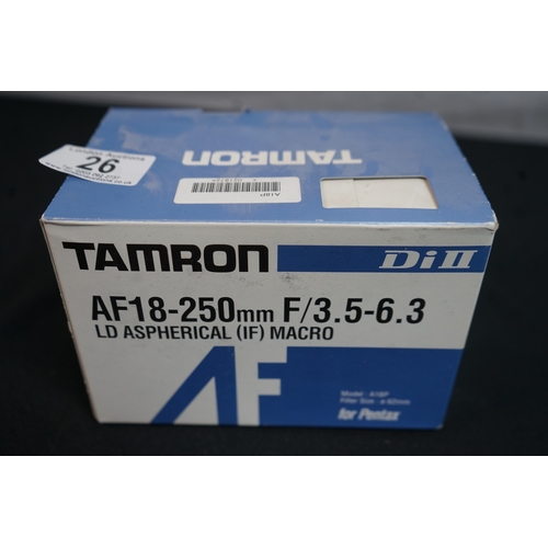 26 - Boxed Tamron AF18-250mm F/3.6-6.3 Macro Camera Lens