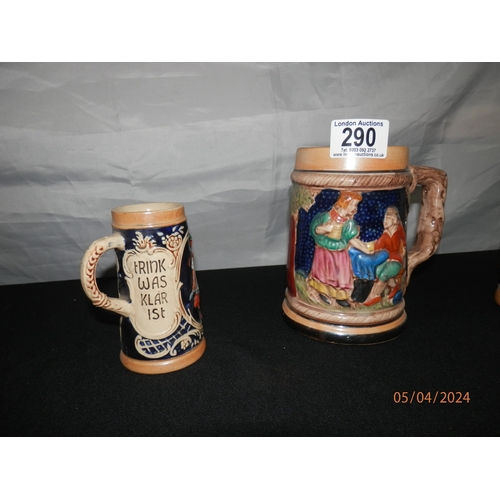 290 - Group of 3 Vintage Beer Steins