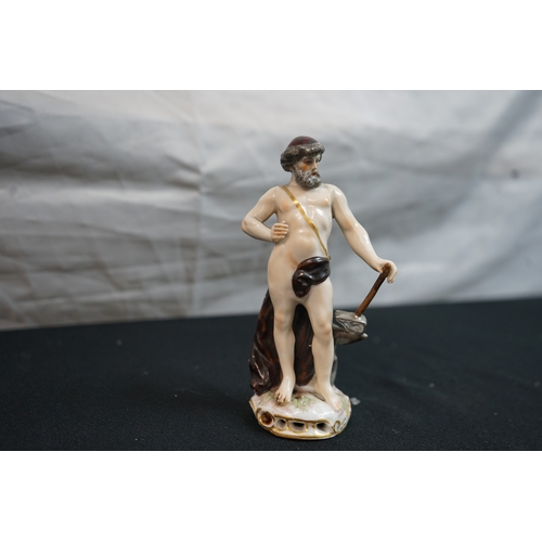 297 - A Porcelain Figure of Vulcan with Crossed Swords Meissen mark to Base