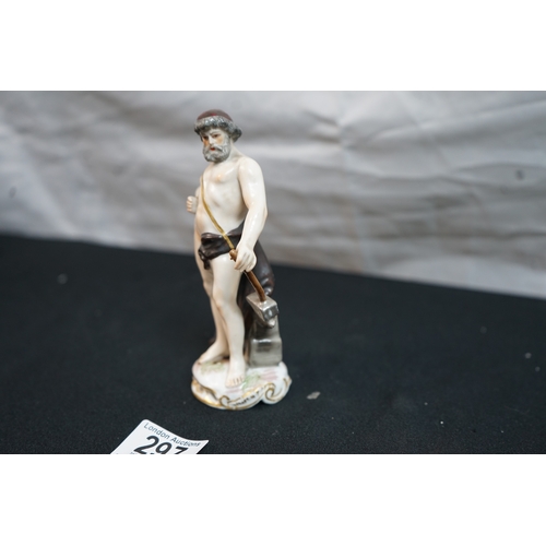 297 - A Porcelain Figure of Vulcan with Crossed Swords Meissen mark to Base