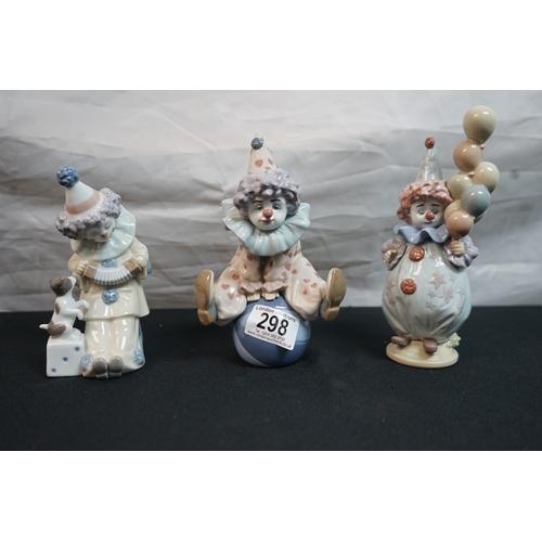 298 - Group of 3 Lladro Clown Figurines