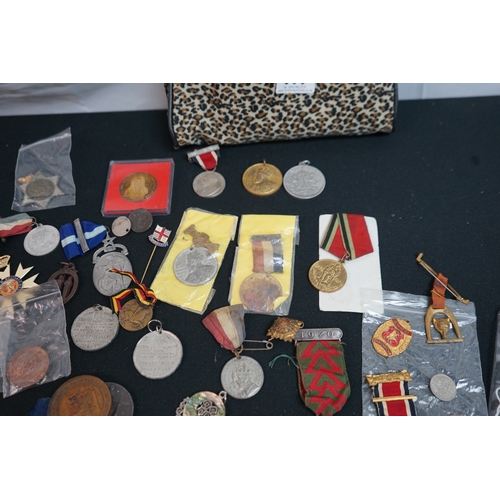 306 - Large Collection of Various Medals incl. Silver Masonic Medal