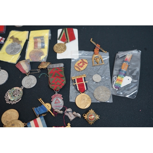 306 - Large Collection of Various Medals incl. Silver Masonic Medal