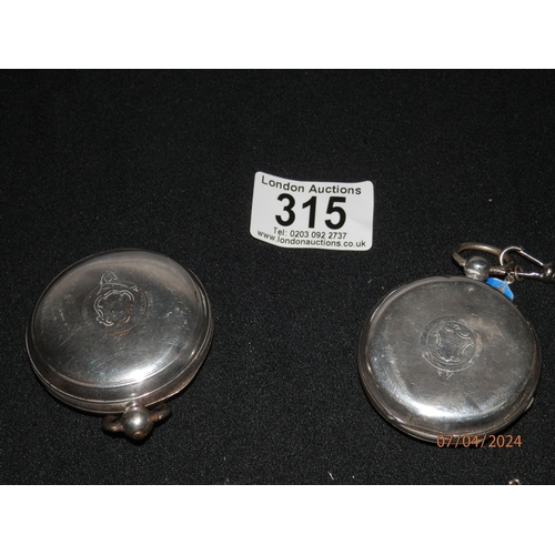 315 - Two Silver Cased Pocket Watches 1 AF