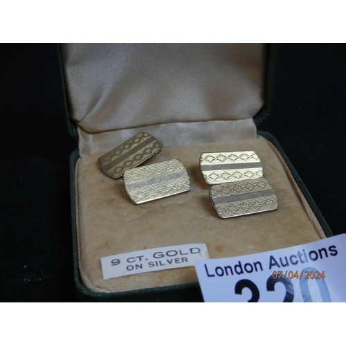 320 - Pair of Vintage 9ct Gold on Silver Cufflinks