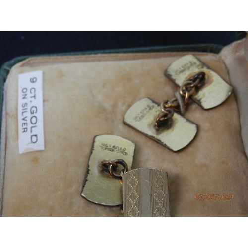 320 - Pair of Vintage 9ct Gold on Silver Cufflinks