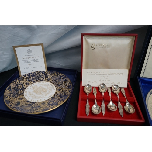 353 - Lot of Royalty related items such as plates, hand Crafted Spoons, Sterling Silver Jubilee goblet in ... 