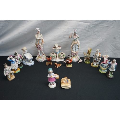 354 - Good lot of mixed porcelain Figurines-German as well as Derby style etc