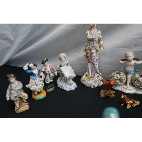 354 - Good lot of mixed porcelain Figurines-German as well as Derby style etc