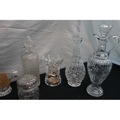 357 - Mixed Lot of cut glass decanters/vases and others.