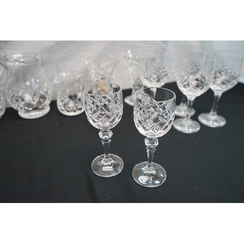 361 - Mixed lot of glass wave to include Various wine glasses Jugs / rases etc.