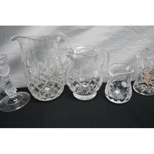 361 - Mixed lot of glass wave to include Various wine glasses Jugs / rases etc.