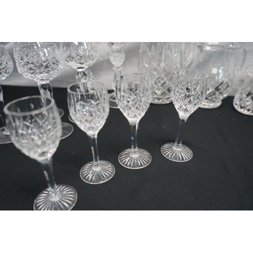 361 - Mixed lot of glass wave to include Various wine glasses Jugs / rases etc.