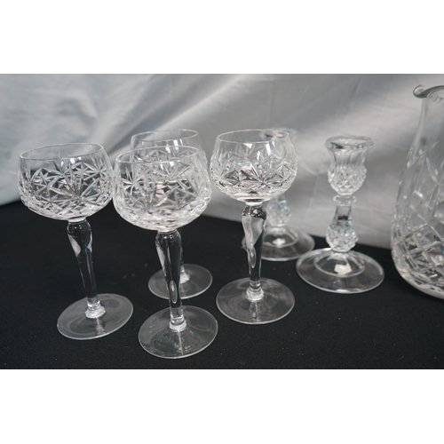 361 - Mixed lot of glass wave to include Various wine glasses Jugs / rases etc.