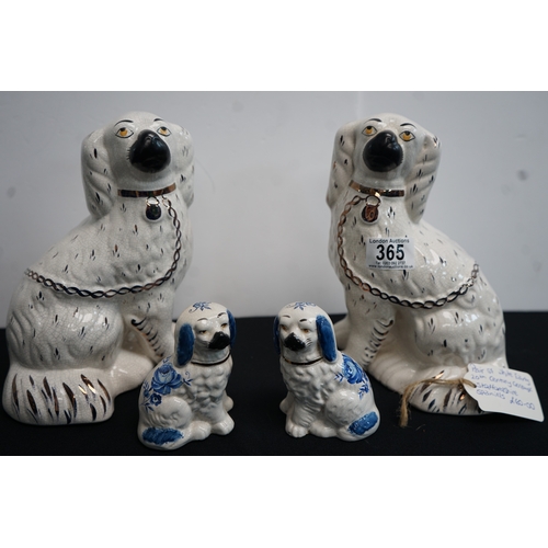 365 - Pair of white early 20th Century Ceramic Staffordshire Spaniels to  along with two others