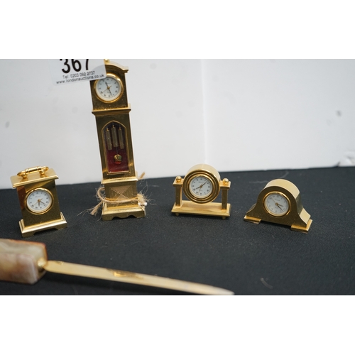 367 - Lot of Miniature Brass Clocks