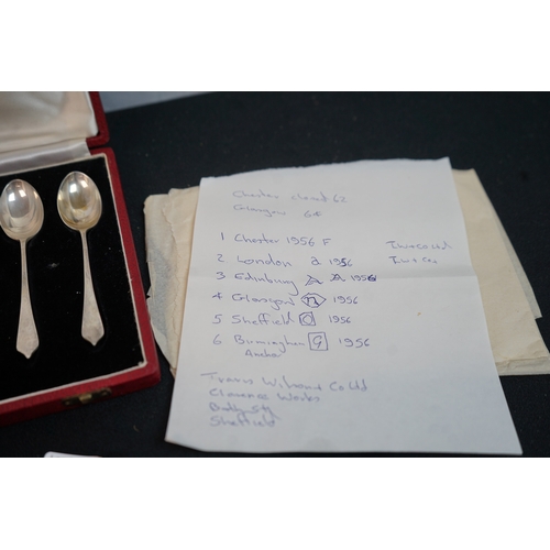 37 - Cased Set of Travis and Wilson Hallmarked Silver Spoons each Bearing a Hallmark from a Different Bri... 