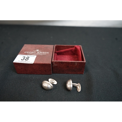 38 - Pair of Hallmarked Silver Georg Jensen Cufflinks in Original Box