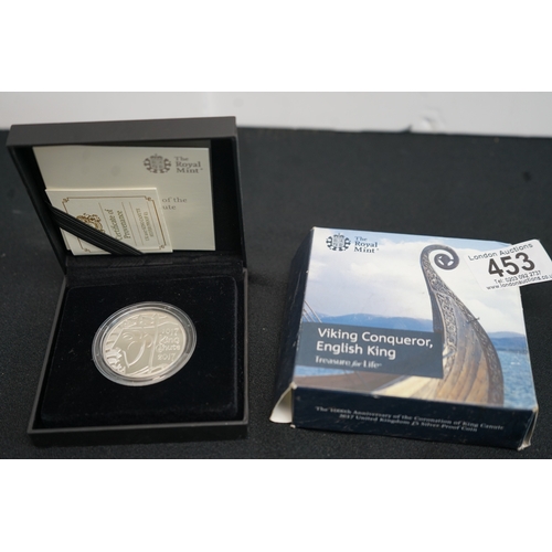 453 - The royal mint 2017 King Canute Silver proof £5 coin