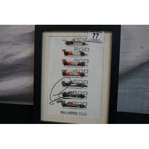 77 - Hand Signed Lewis Hamilton Forumla One Print