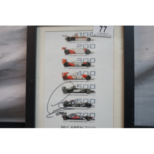 77 - Hand Signed Lewis Hamilton Forumla One Print