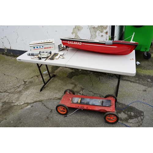 84 - Large Remote Control Boat with Trailer etc