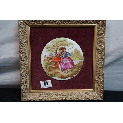 89 - Mounted Limoges Fragonard Porcelain Plaque