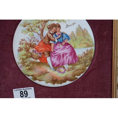 89 - Mounted Limoges Fragonard Porcelain Plaque