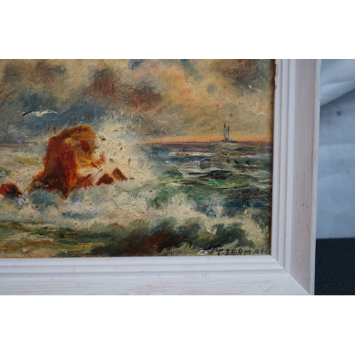 91 - Small Oil on Board-Seascape-Tamara Zerman 17cm x 22cm