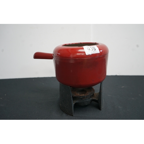 939 - French Cast Iron Fondue Set