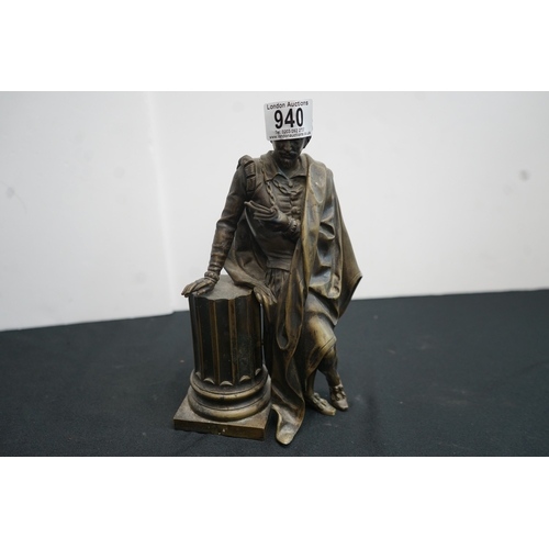 940 - 30cm Bronze Figure Previously of a Clock Set