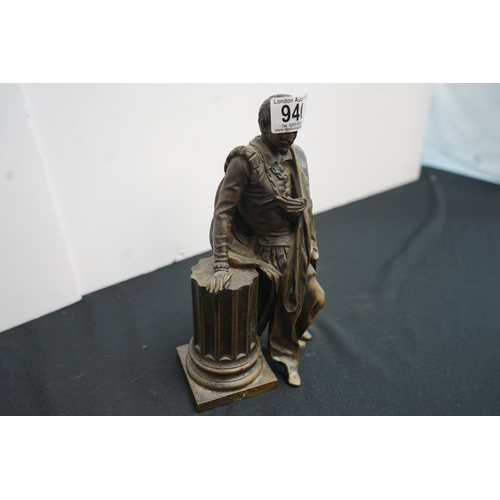 940 - 30cm Bronze Figure Previously of a Clock Set