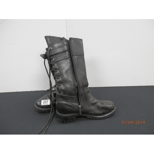 1237 - Womens Leather side zip up and rear lace up Harley Davidson boots UK size:7.5