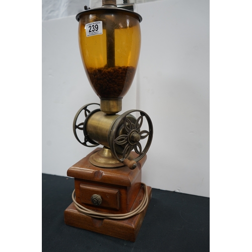 1239 - Antique Coffee grinder converted into a lamp H:70cm