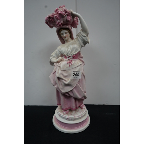 1244 - Antique lady figurine H:40cm