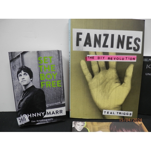 1260 - Good Collection of Music Themed Books to include Signed Johnny Marr Book, Bowie etc