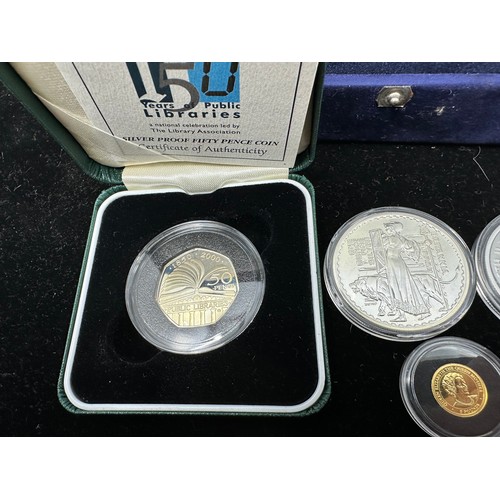 221 - Good Collection of Coins to include Silver proof Examples, 1 OZ Silver Coins, Two 1/28th Ounce .999 ... 