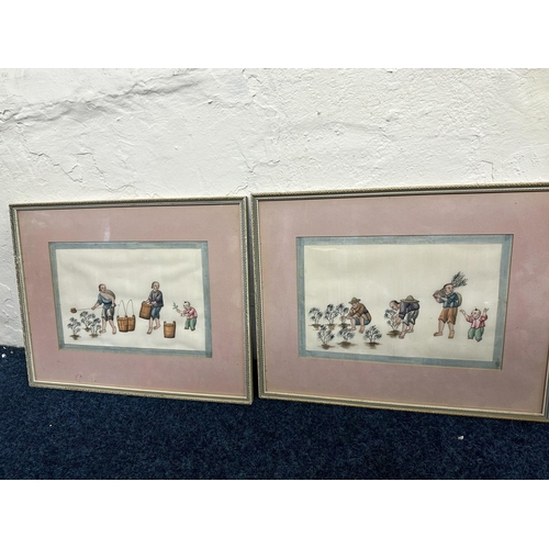 98 - Pair of 19th Century Chinese Rice Paper Paintings-42cm x 32cm