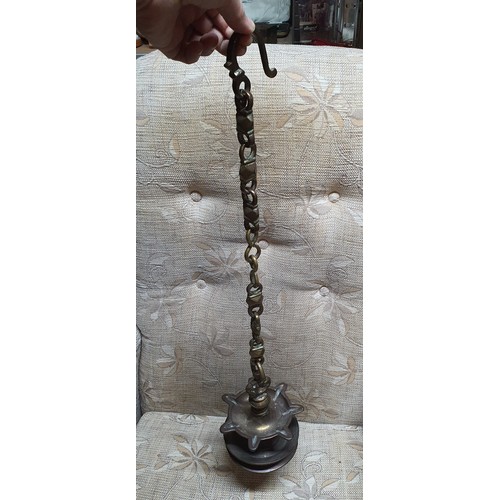 202 - Vintage hanging oil lamp with chain