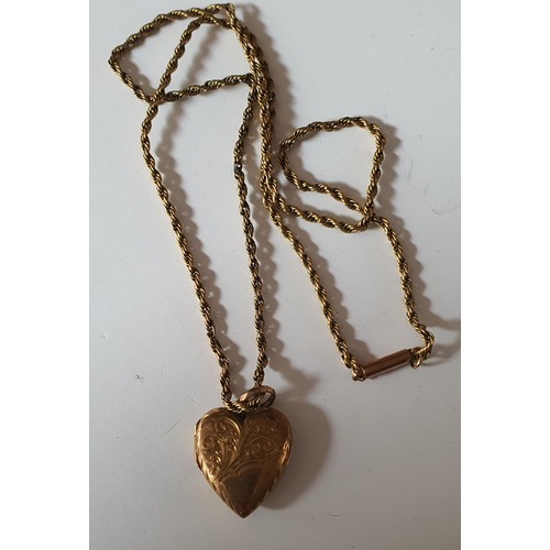 220 - 9ct Gold heart locket on 9ct chain