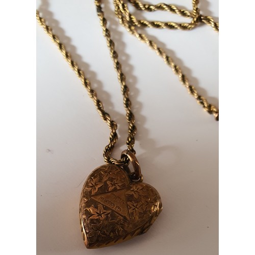 220 - 9ct Gold heart locket on 9ct chain