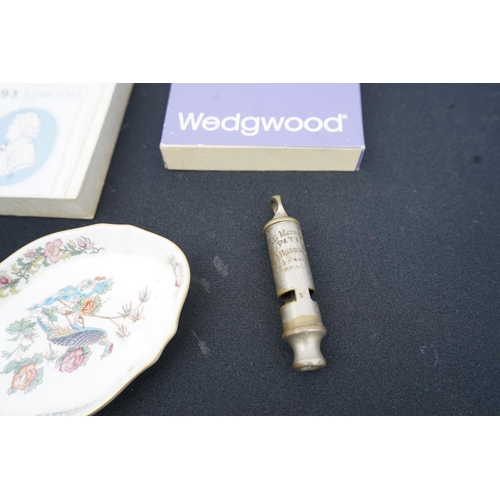 1282 - Old J Hudson Whistle and a Wedgwood Pin Dish