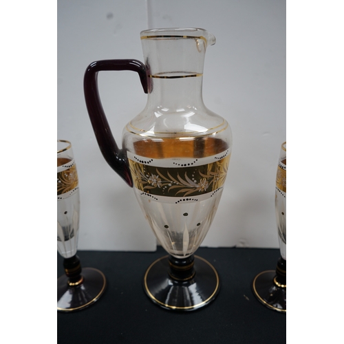 1203 - Vintage carafe with 6 wine glasses