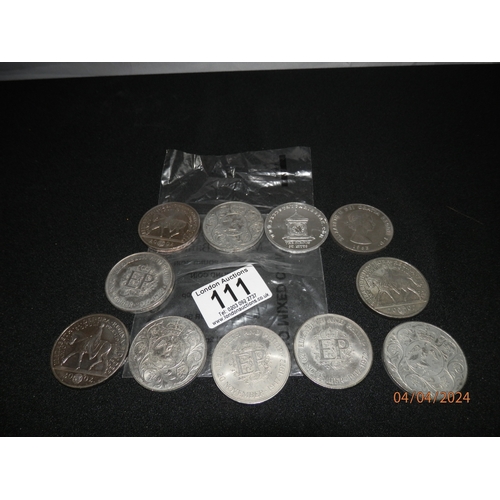 111 - 3 Five Pound Coins and other Various Crowns etc