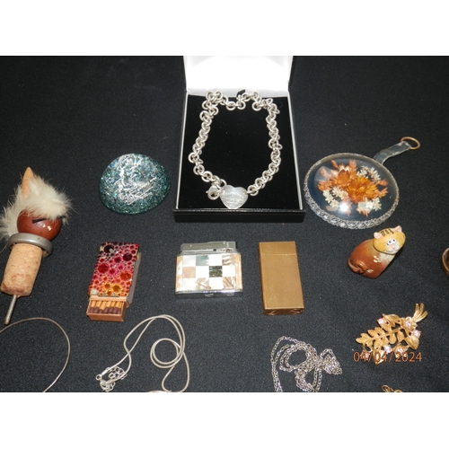 116 - Good Lot of Curios incl. Jewellery, Lighters etc