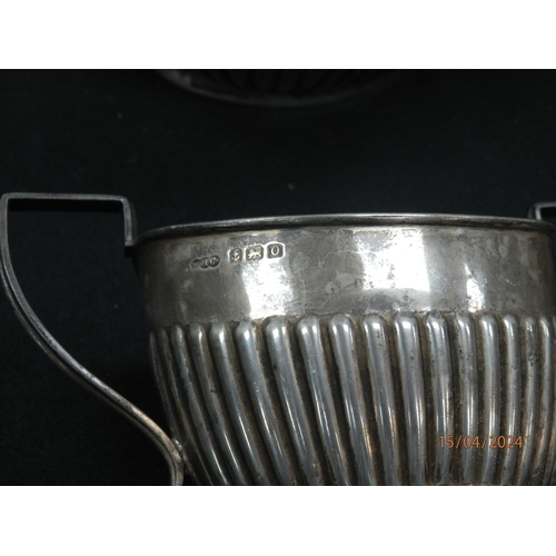 1226 - Hallmarked Silver Teapot, Milk and Sugar Birmingham 1938 Weight 590g