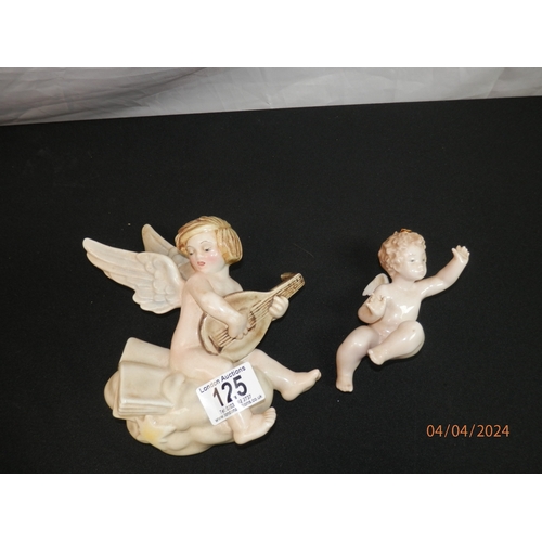 125 - Lladro Christmas Angel and a Keramos Austria Cherub Plaque