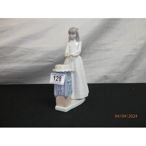 128 - Nao Figurine:A Girl Cutting Cake